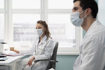 врачи в масках консультируют по поводу вшивания ампулы от алкоголизма